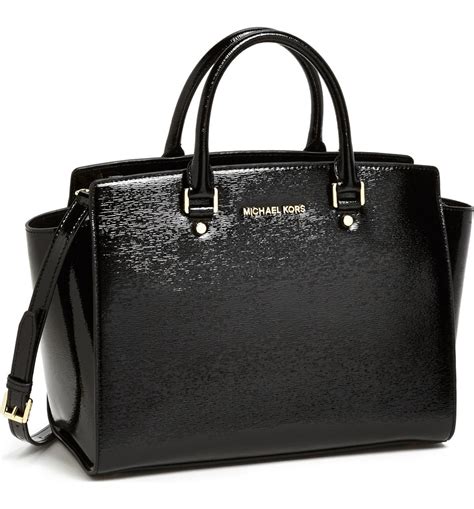 michael kors large black selma satchel|selma leather satchel.